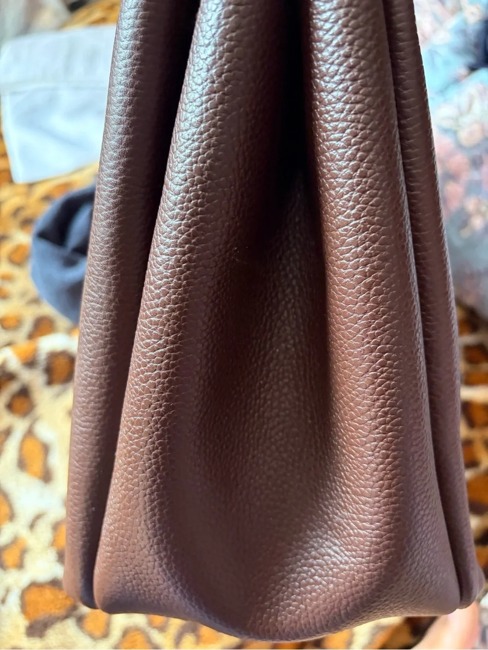 Coach Pebbled Leather Shoulder Bag in Dark Brown